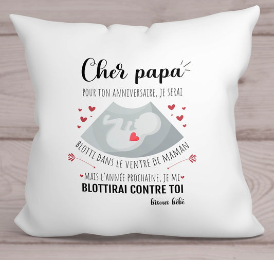 Coussin anniversaire futur papa - annonce grossesse originale futur papa