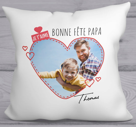 coussin photo personnalisable prénom fête des pères bonne fête papa