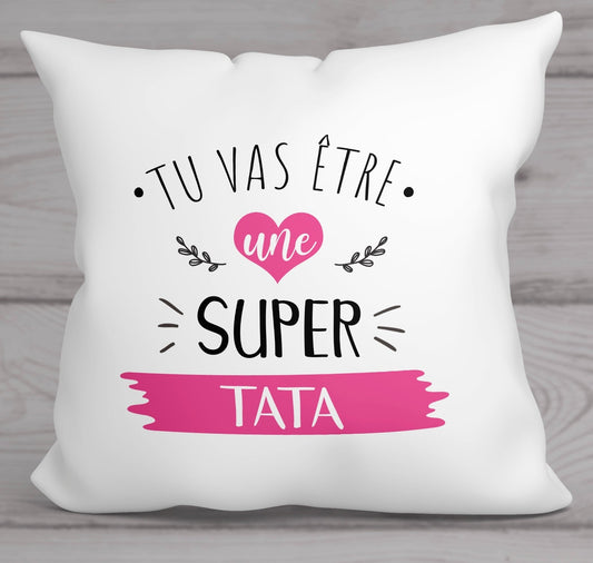 coussin personnalisé annonce grossesse tu vas être une super tata