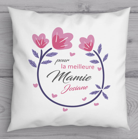 Cadeau fête des grands-mères coussin personnalisable meilleure mamie