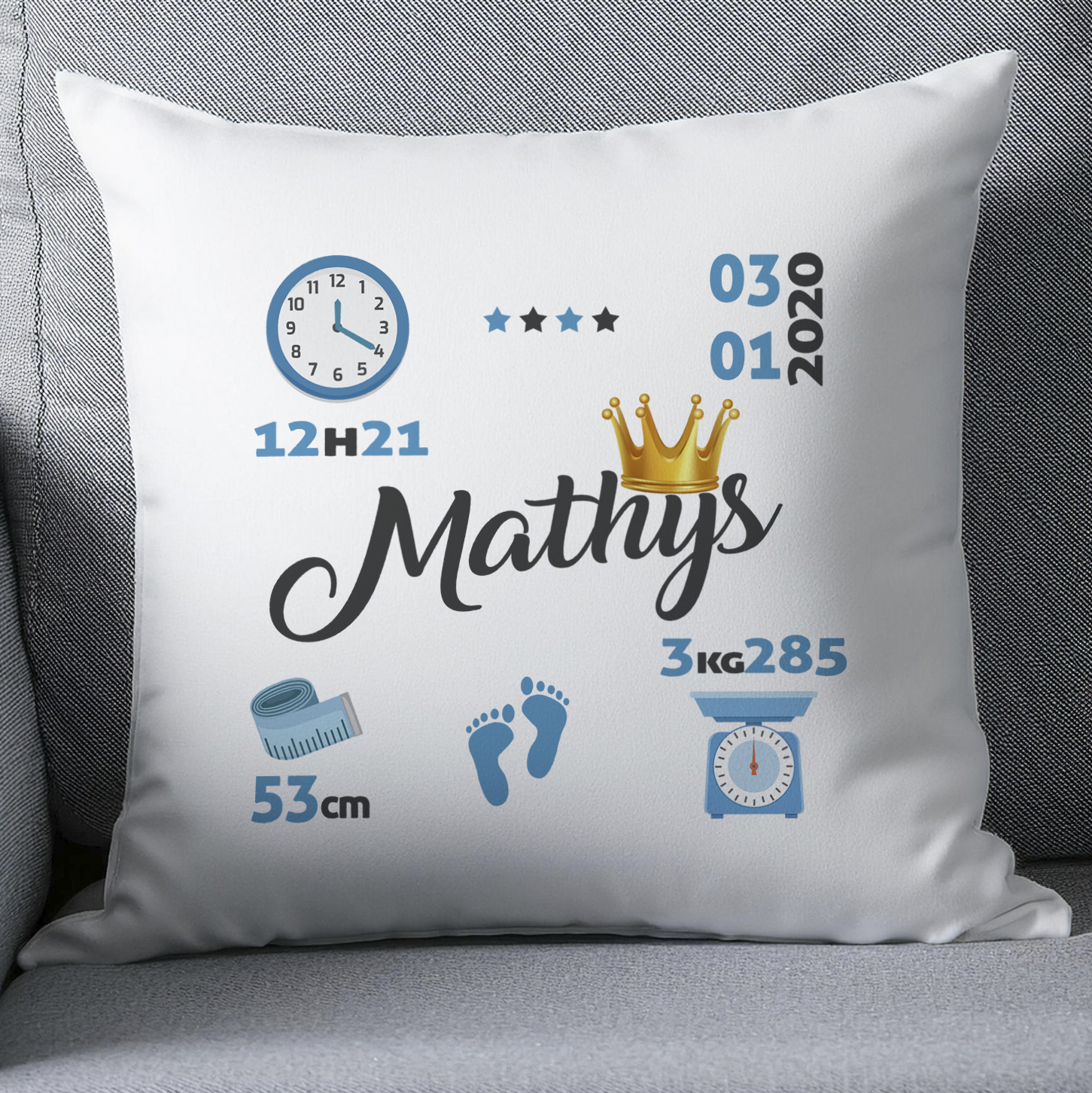 Cadeau de naissance personnalisé Roi avec couronne - Cadeau de naissance personnalisé King