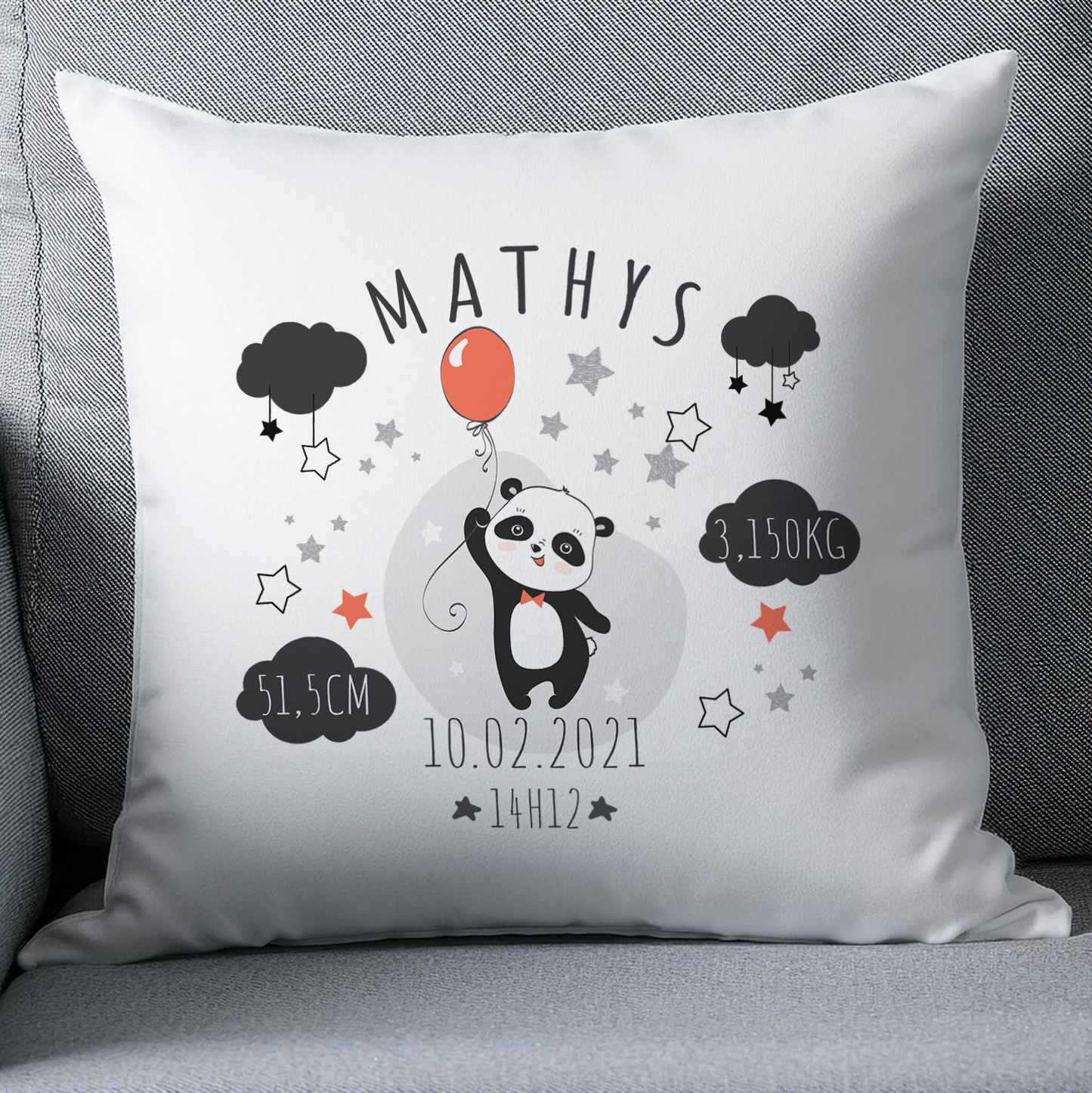 coussin naissance personnalisé panda