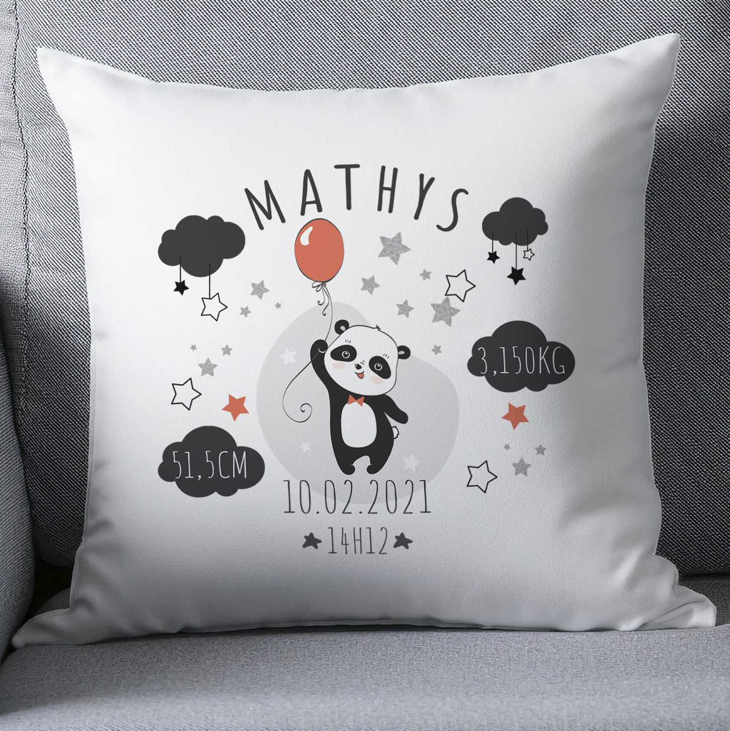 coussin naissance personnalisé panda