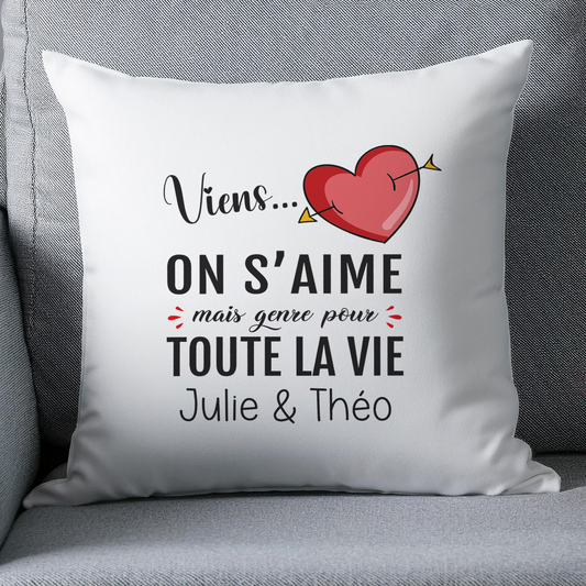 Coussin personnalisé Saint-Valentin avec prénoms
