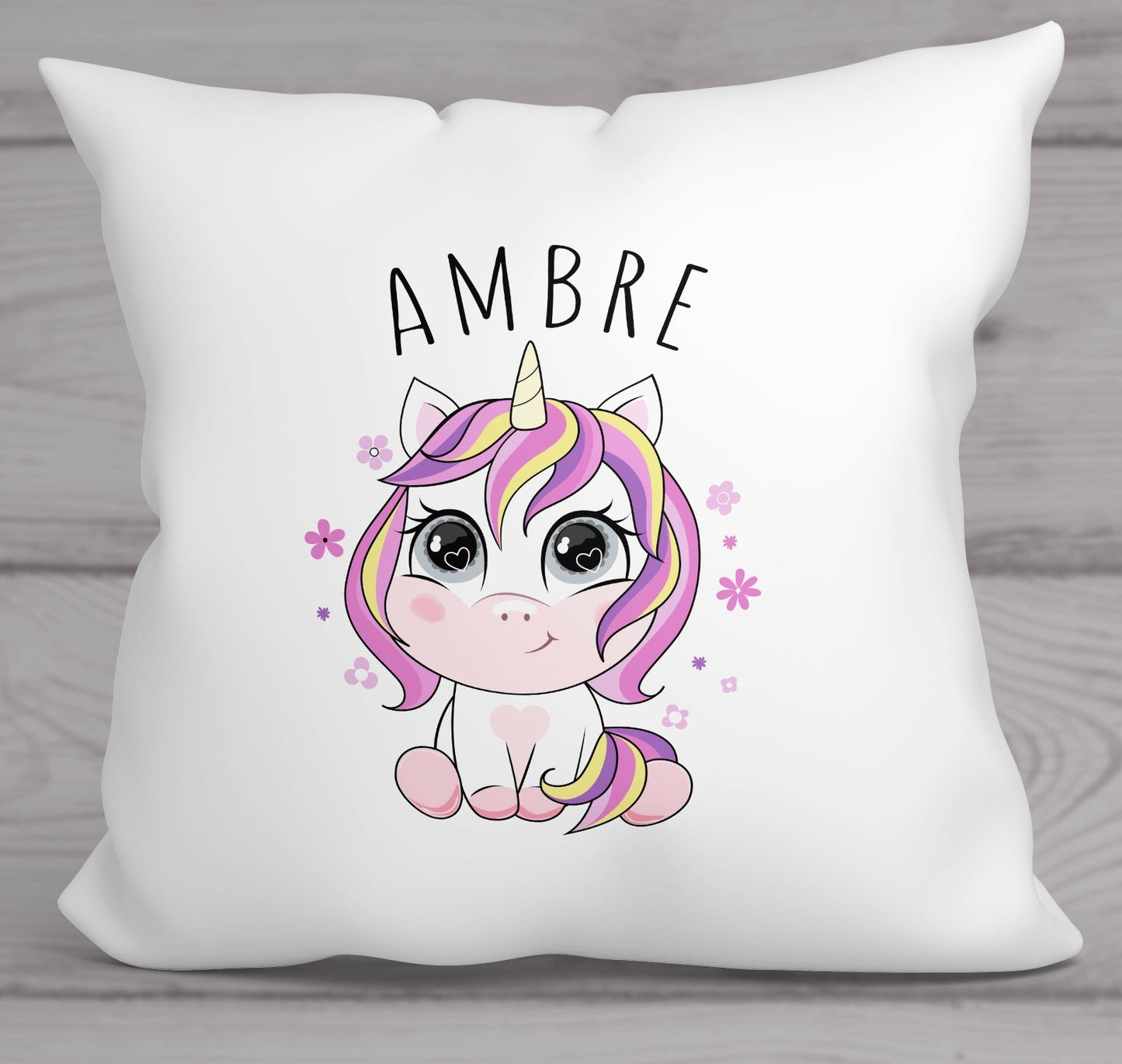 coussin ultra doux et moelleux avec motif licorne personnalisable prénom