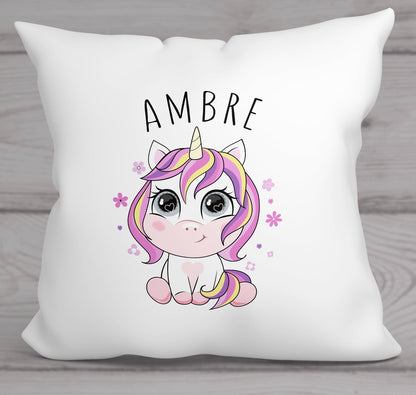 coussin ultra doux et moelleux avec motif licorne personnalisable prénom