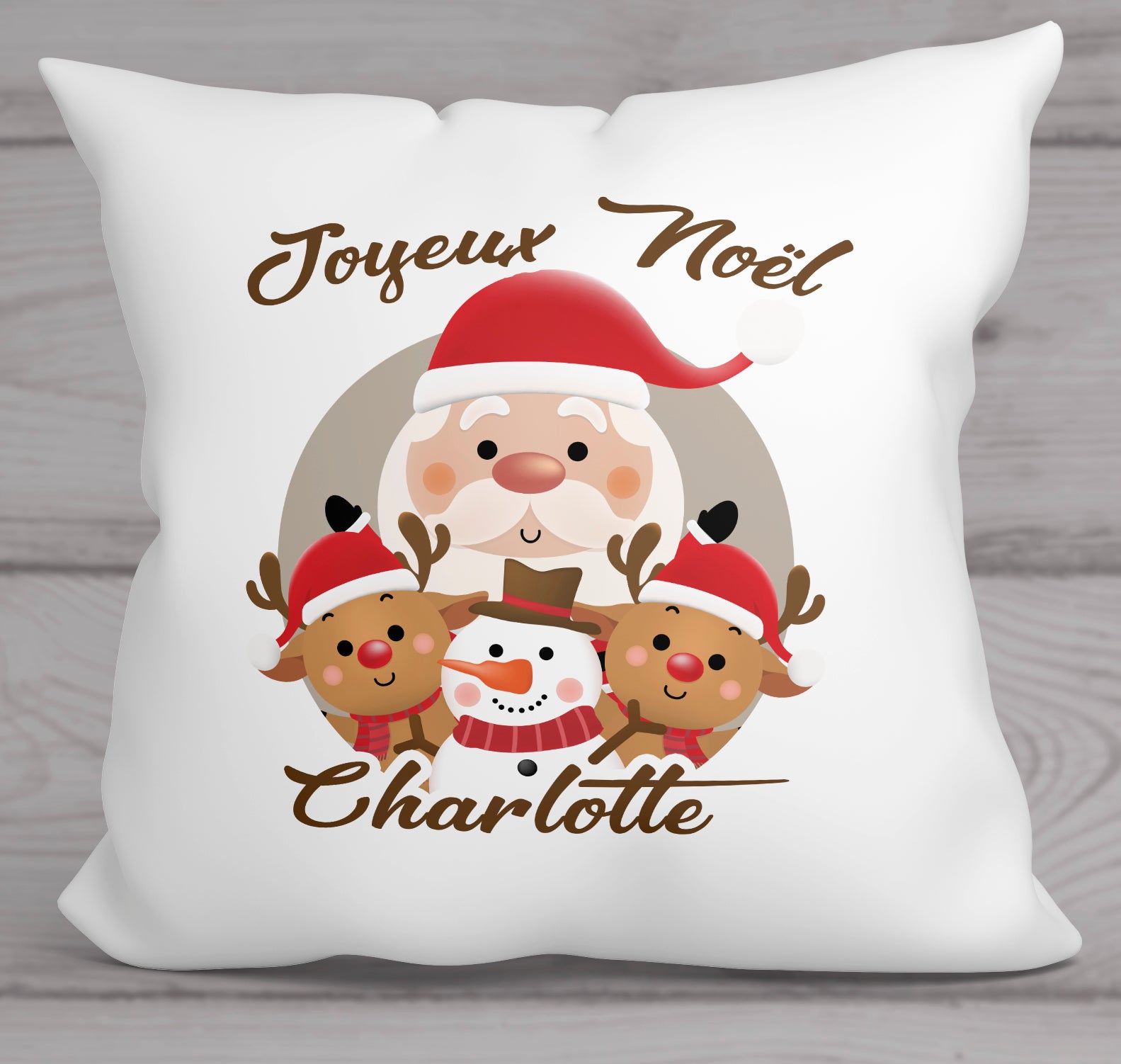 Cadeau de Noël personnalisé prénom coussin père Noël