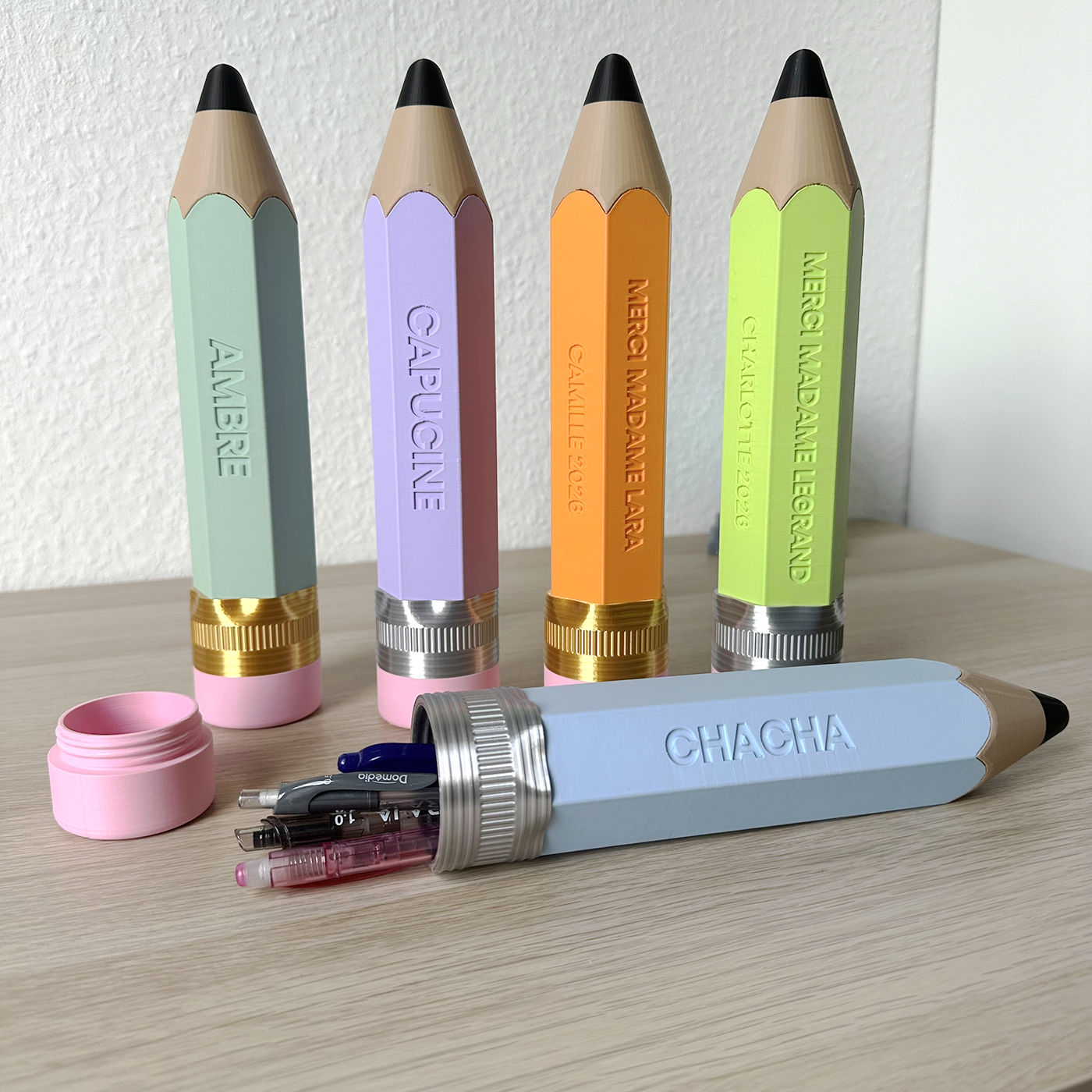 Crayon plumier XXL personnalisé gravé - cadeau maîtresse fin d'année scolaire - Koala Bleu