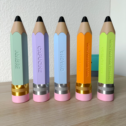 Crayon plumier XXL personnalisé 25cm - compartiment stylos dévissable - cadeau maîtresse - Koala Bleu