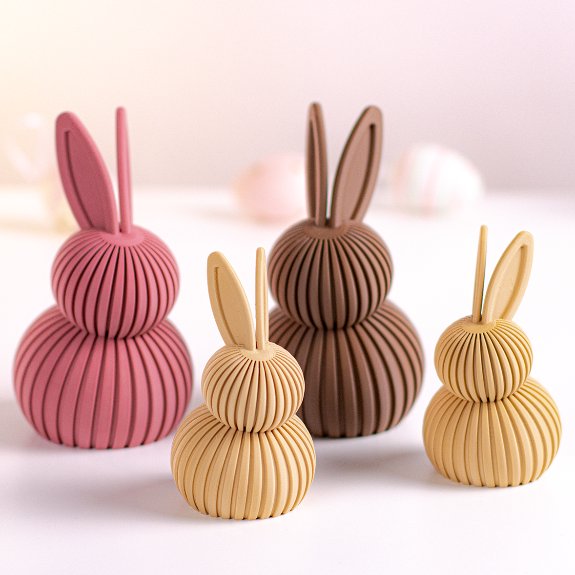 Famille de lapins décoratifs personnalisables pour Pâques en impression 3D