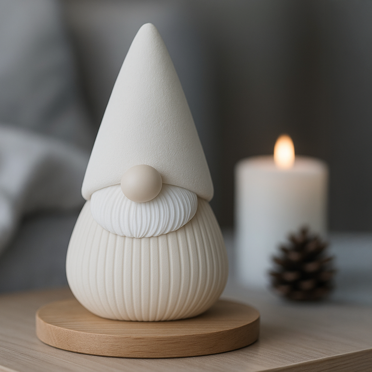 Gnome décoratif de Noël – Figurine imprimée en 3D, design moderne et coloris uniques