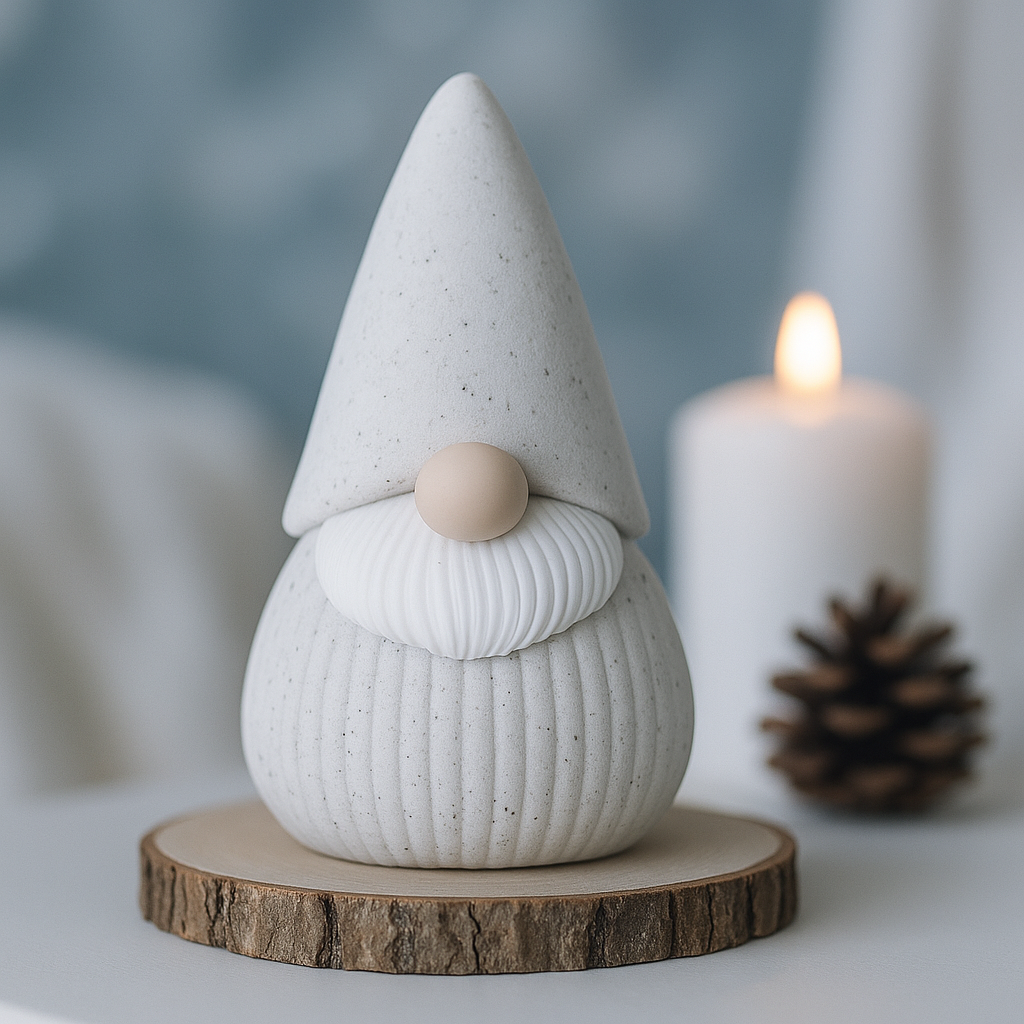 Gnome décoratif de Noël – Figurine imprimée en 3D, design moderne et coloris uniques