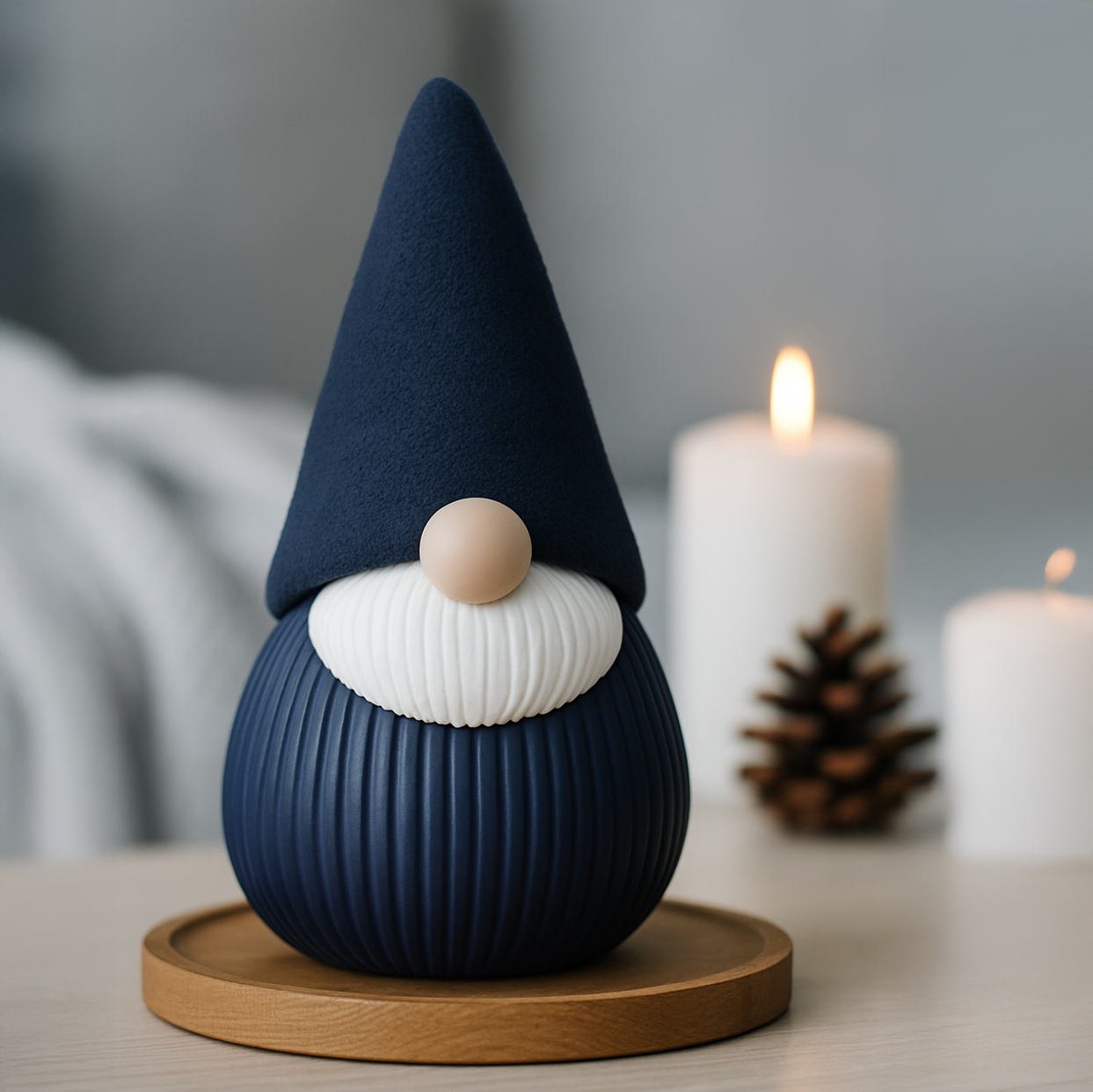 Gnome décoratif de Noël – Figurine imprimée en 3D, design moderne et coloris uniques