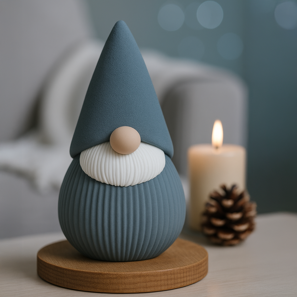 Gnome décoratif de Noël – Figurine imprimée en 3D, design moderne et coloris uniques