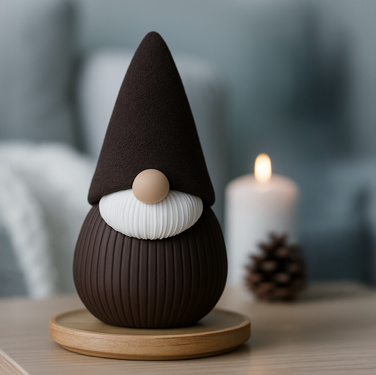 Gnome décoratif de Noël – Figurine imprimée en 3D, design moderne et coloris uniques