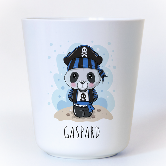 Gobelet enfant personnalisé avec un ourson pirate et un prénom