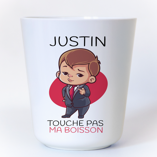Gobelet enfant personnalisé "Touche pas à ma boisson" avec un personnage style Baby Boss