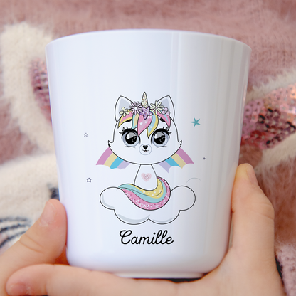 Gobelet enfant personnalisable – Chat Licorne