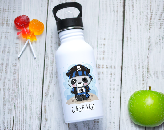 Gourde personnalisée pirate avec prénom en acier inoxydable