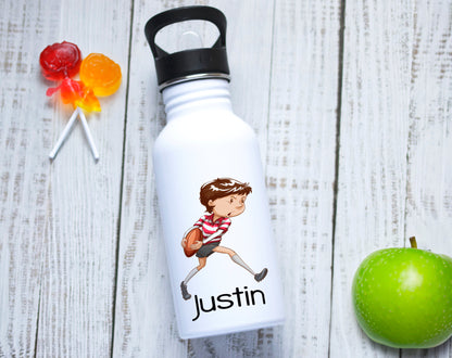 Gourde enfant personnalisable joueur de Rugby en acier inoxydable