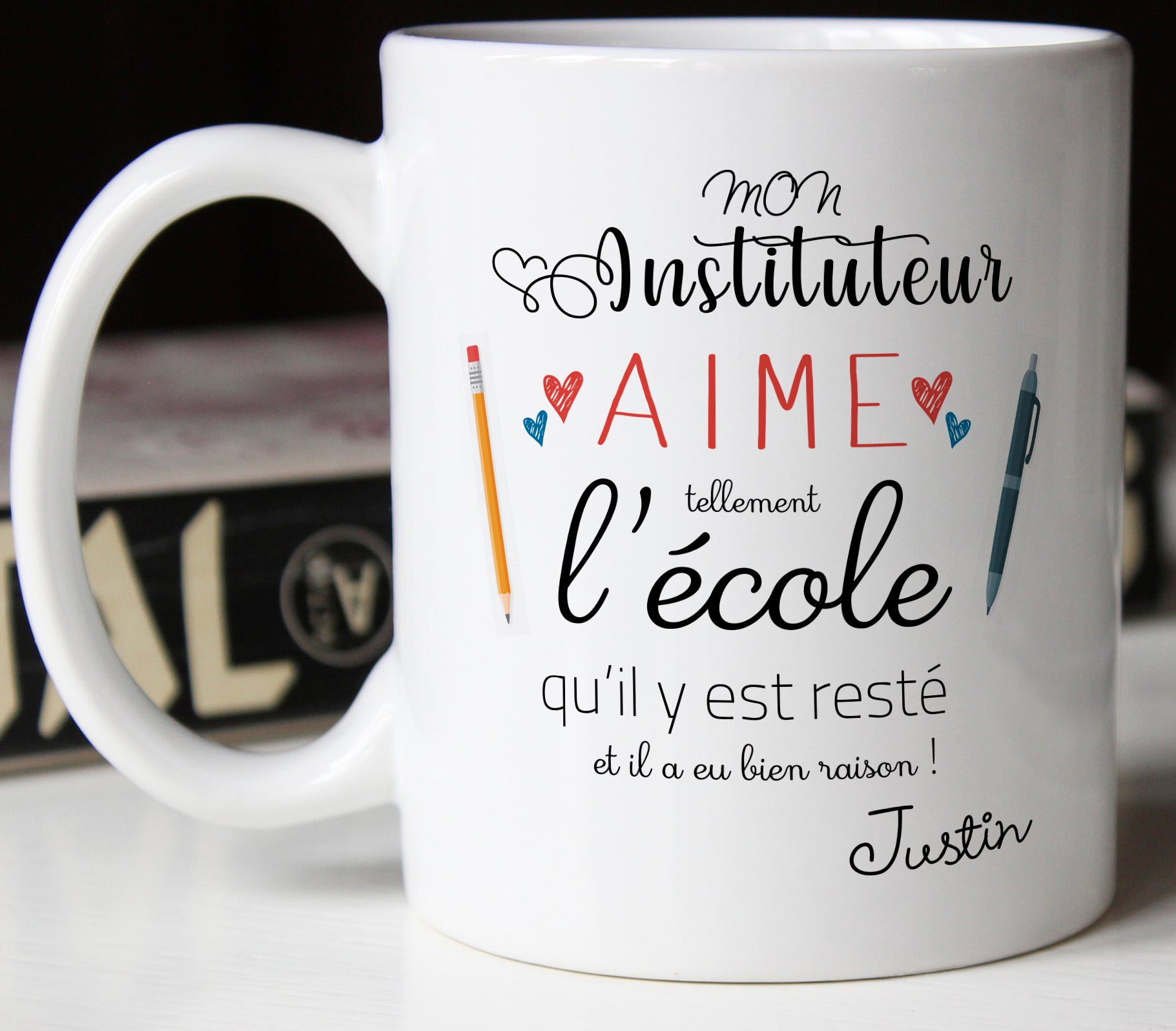 mug instituteur idée cadeau école fin d'année scolaire personnalisable avec prénom