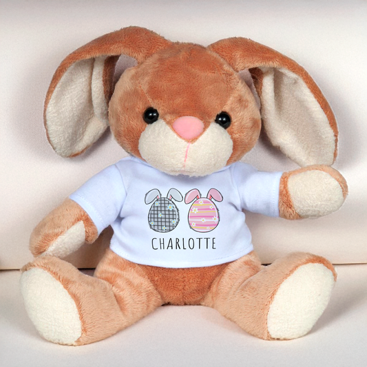 Peluche de Pâques personnalisée avec œufs et prénom
