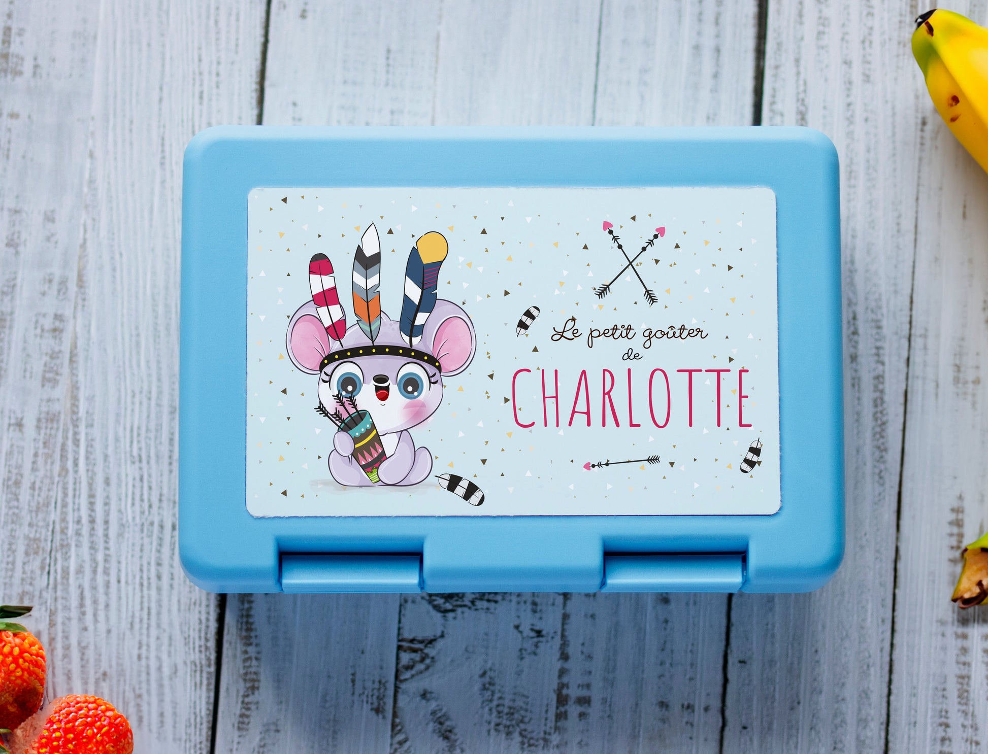 Lunch box personnalisée boho petit ourson avec prénom