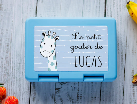 Boite à tartines garçon personnalisée girafe avec prénom