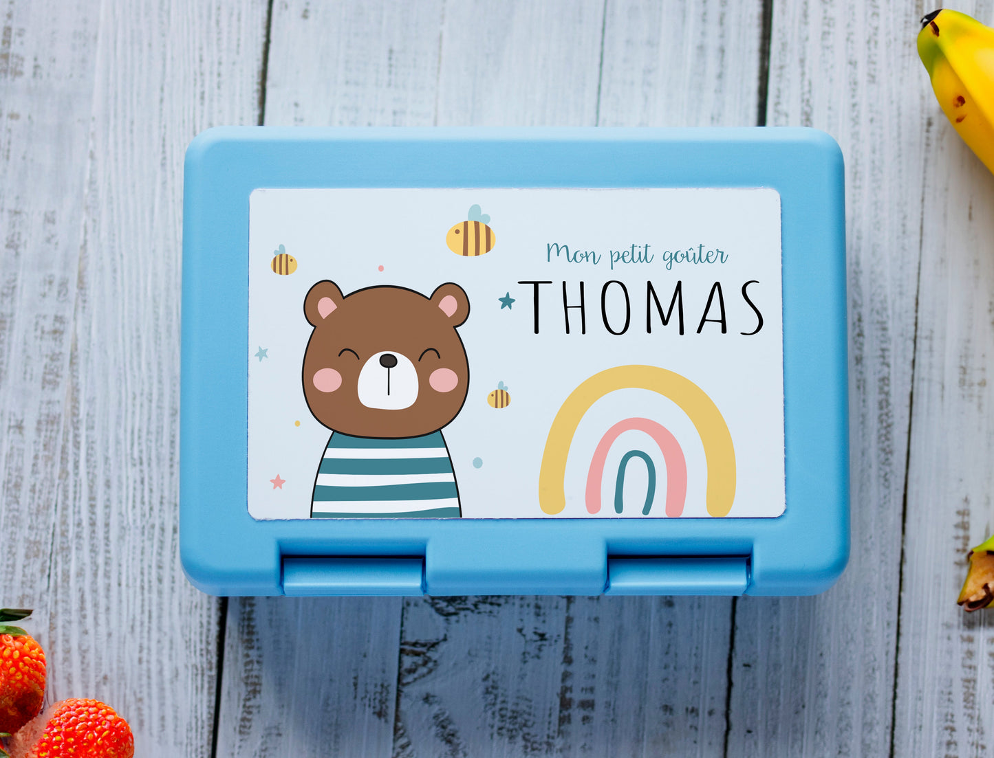 Boite à tartines ourson personnalisé prénom, lunch box pour le goûter