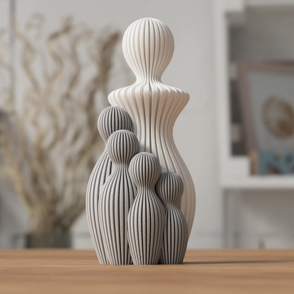 Statue Famille Complète – Couple avec 1 à 4 Enfants – Sculpture Minimaliste Personnalisable