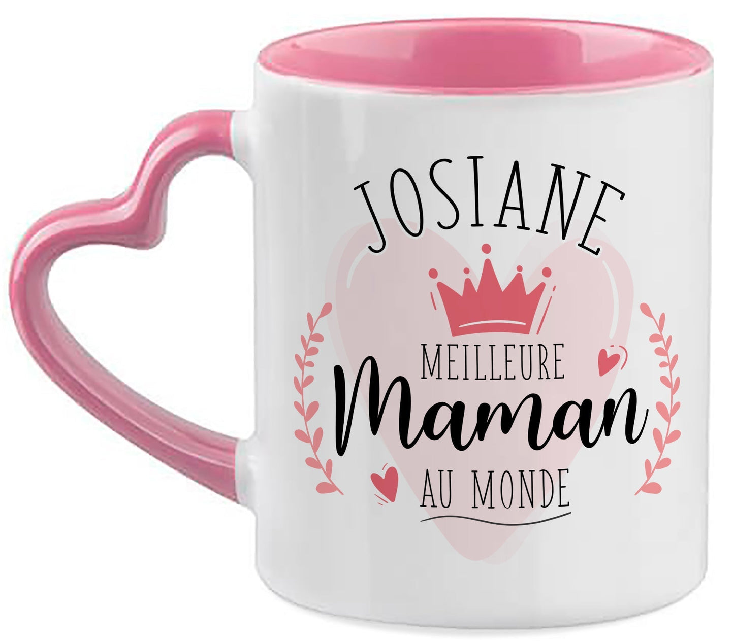 mug meilleure maman anse coeur rose personnalisé
