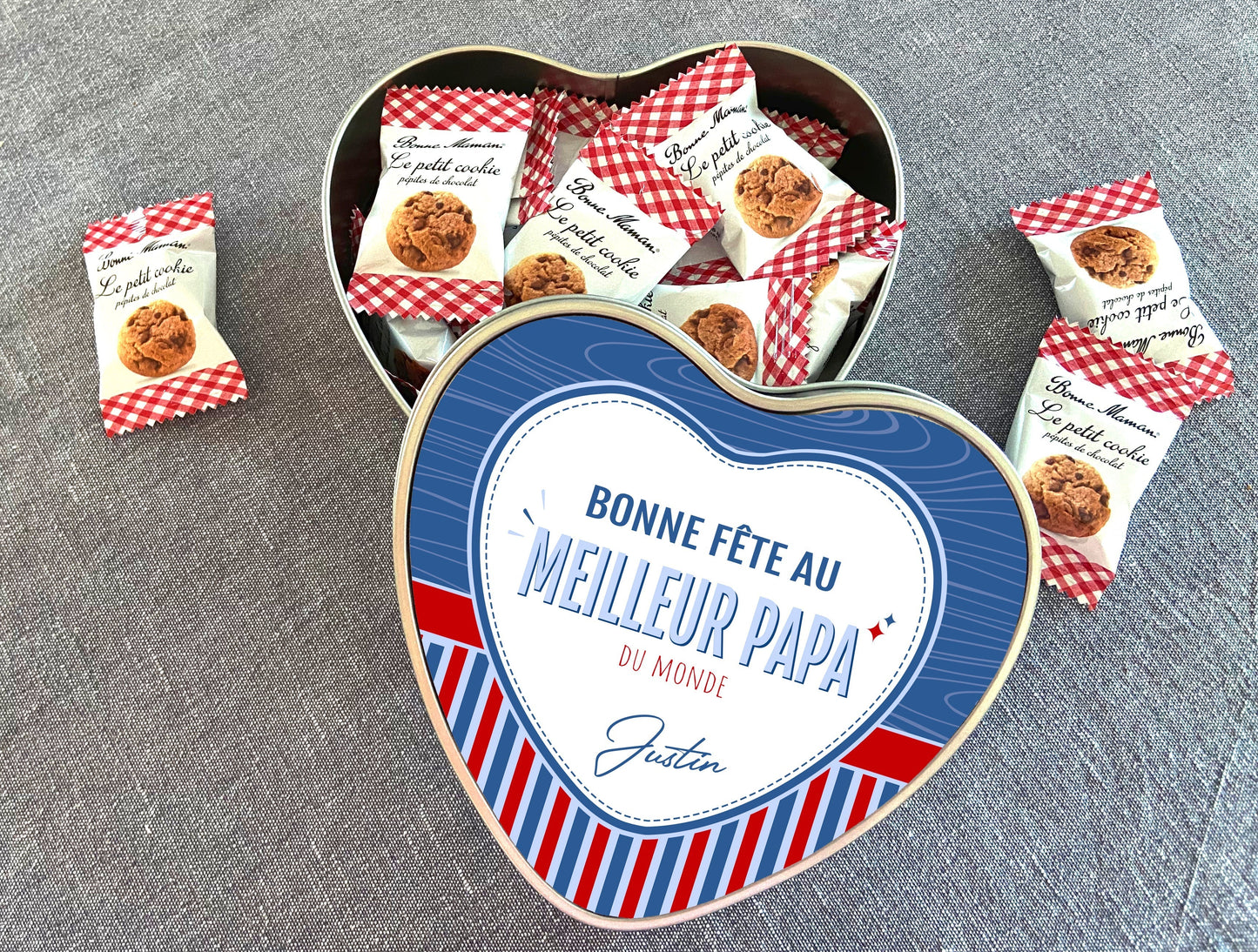 Cadeau fête des pères - Boite cookie personnalisée meilleur papa prénom