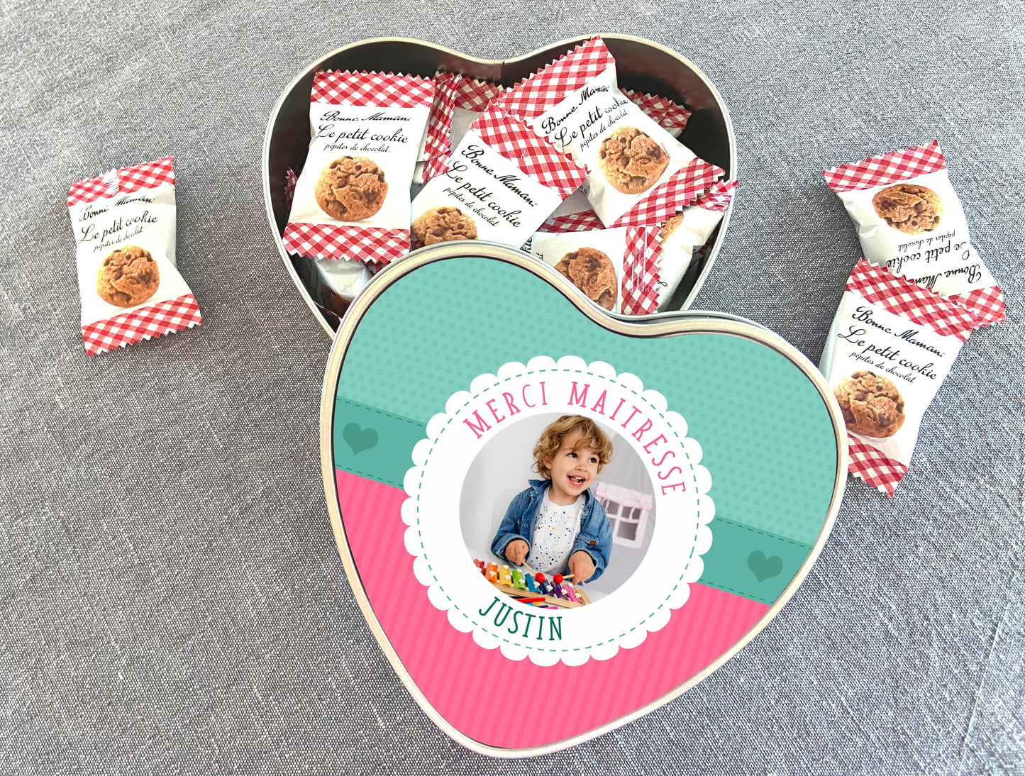 Cadeau maitresse - Boite cookie personnalisée photo