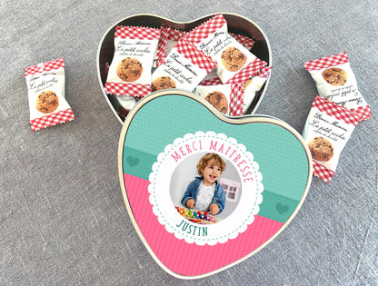 Cadeau maitresse - Boite cookie personnalisée photo