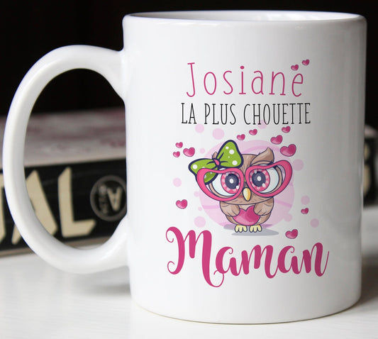 Mug personnalisé prénom chouette maman - idée cadeau fête des mères