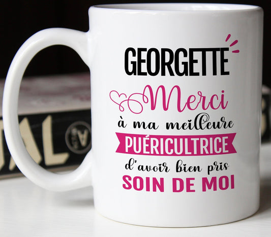 Mug personnalisé prénom puéricultrice