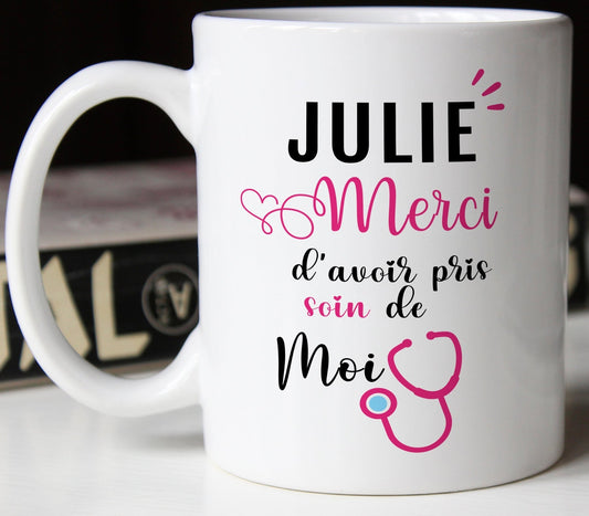 Mug personnalisé prénom merci d'avoir pris soin de moi.