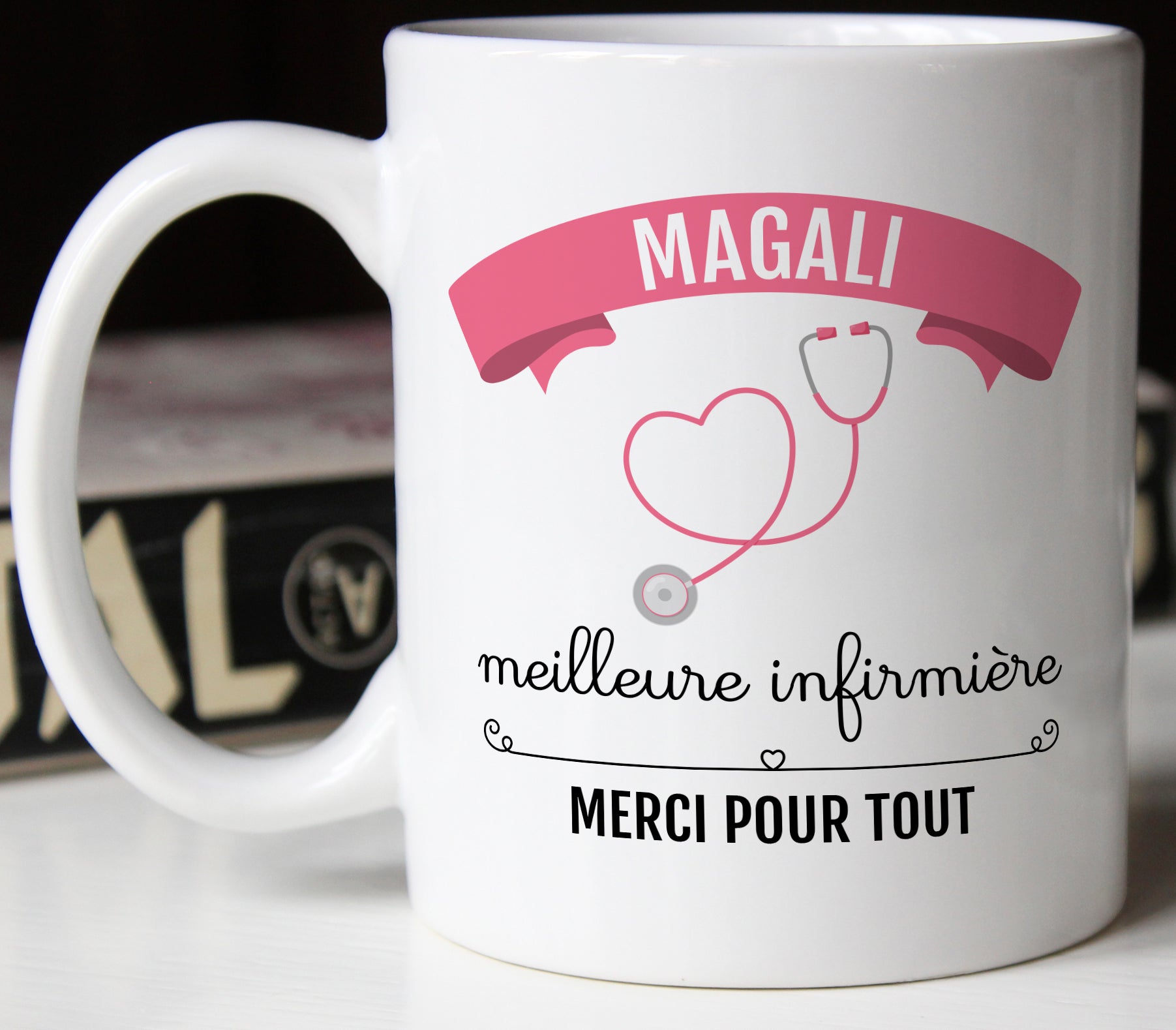 Mug céramique blanc prénom personnalisé meilleure infirmière