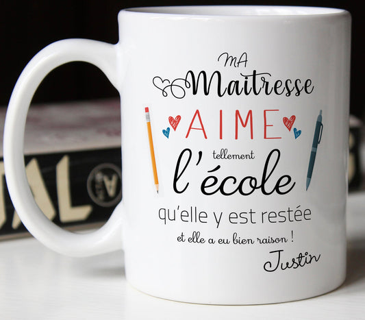 mug personnalisable maitresse ecole avec prénom
