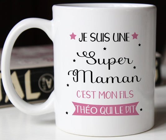 Mug personnalisé super maman prénom