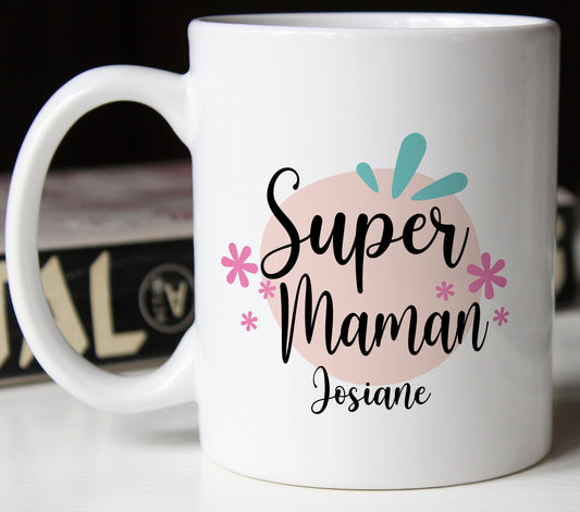 Tasse personnalisée super maman cadeau fête des mères
