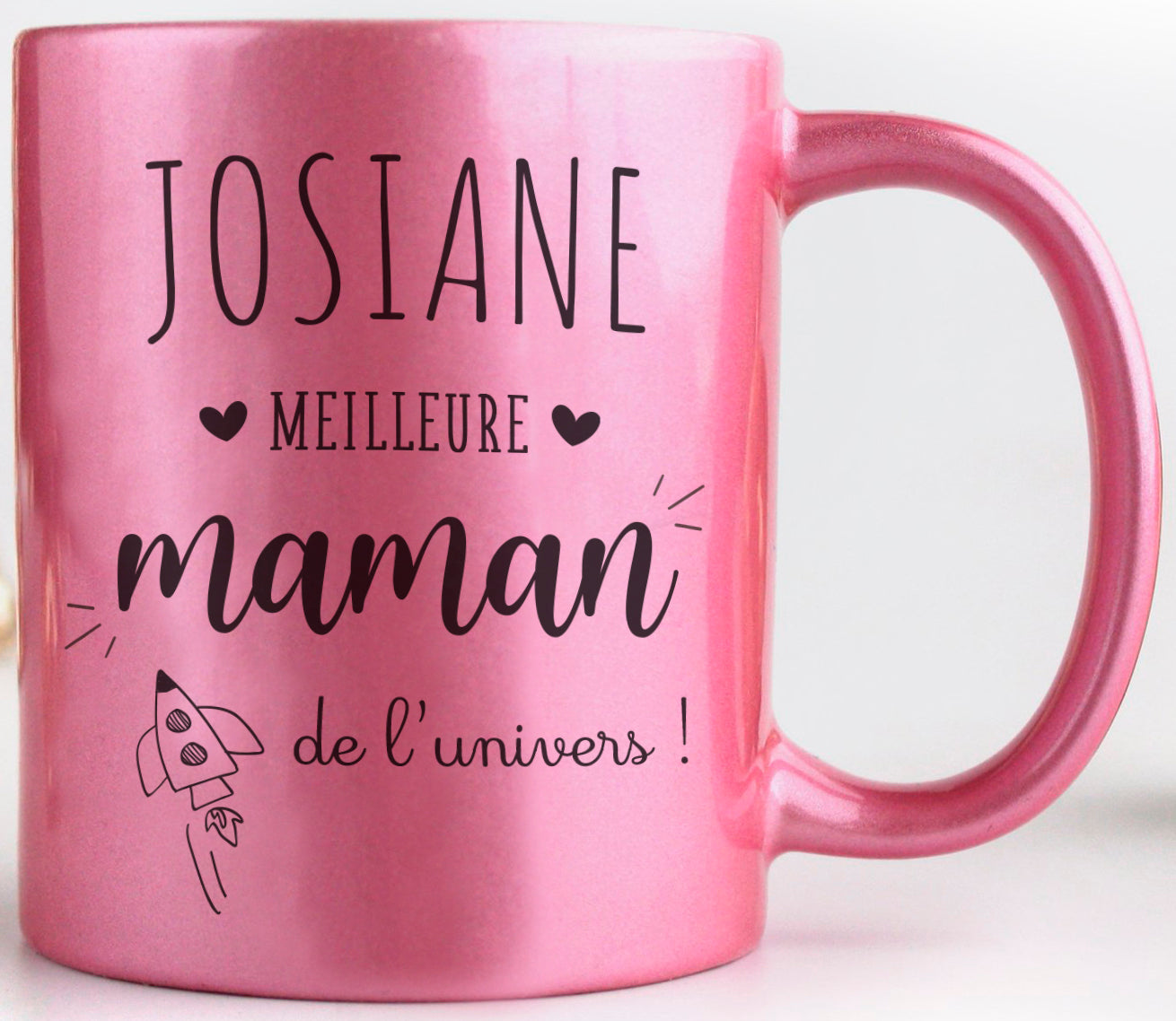 mug meilleure maman personnalisé rose métallisé cadeau fête des mères