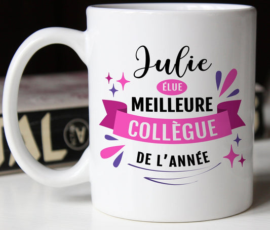 Mug personnalisé prénom meilleure collègue de l'année