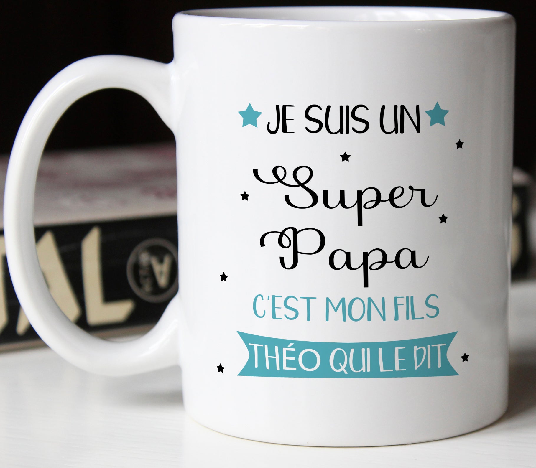 Mug personnalisé prénom super papa - Tasse personnalisée fête des pères