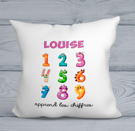 Coussin enfant personnalisé apprend les chiffres idée cadeau