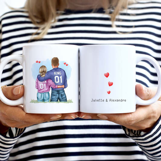 Tasse personnalisable - Mug personnalisé couple avec prénoms et coeur - idée cadeau couple amoureux Saint-Valentin