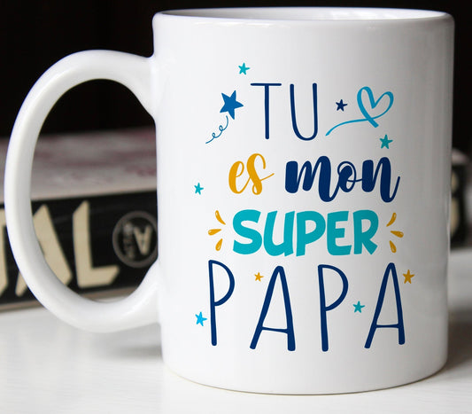 Mug personnalisé tu es mon super papa idée cadeau fête des pères, anniversaire ou Noël pour papa