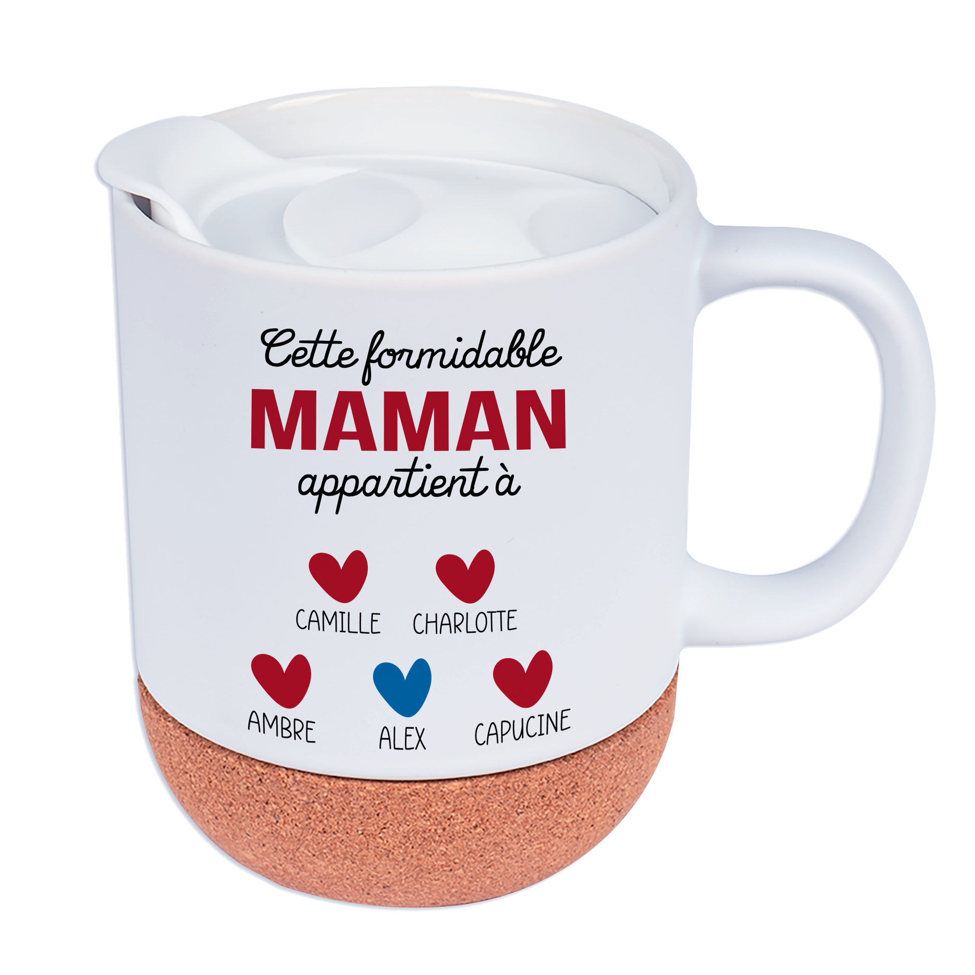 Mug personnalisé avec texte Cette formidable maman appartient à et prénoms des enfants