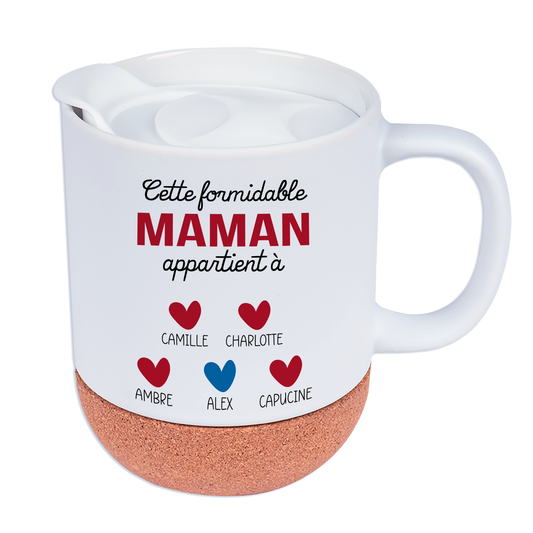 Mug personnalisé avec texte Cette formidable maman appartient à et prénoms des enfants
