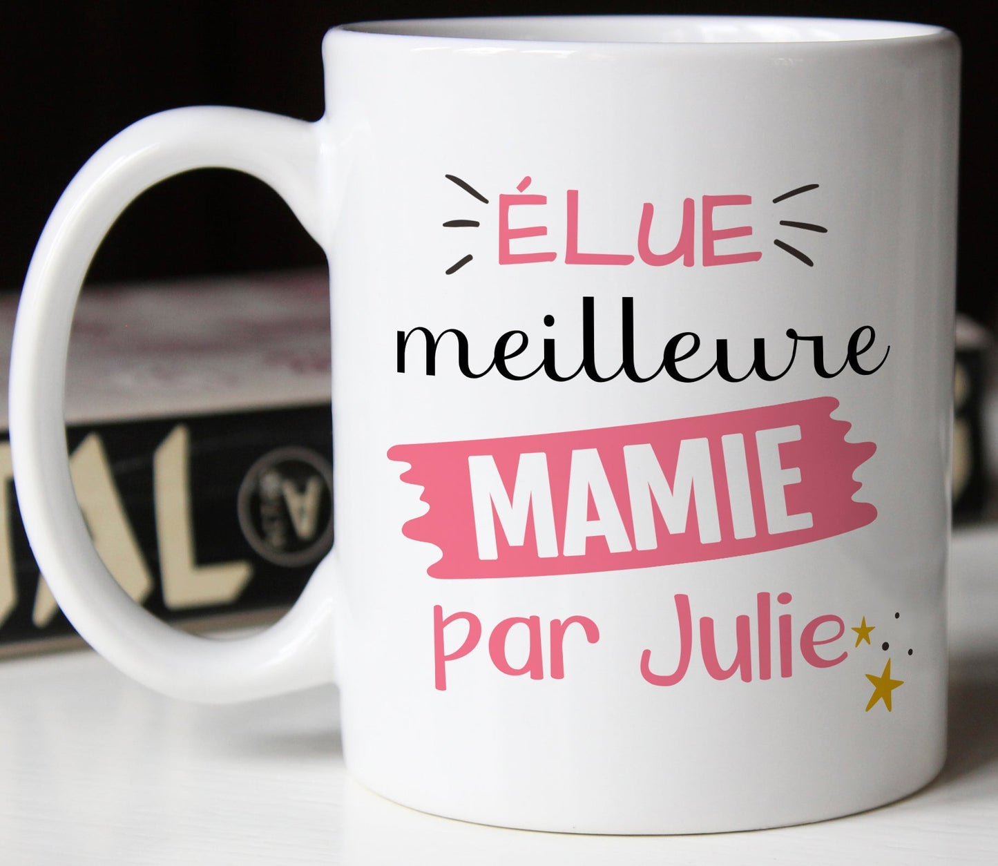 Mug élue meilleure mamie cadeau fête des grands-mères personnalisable prénom 